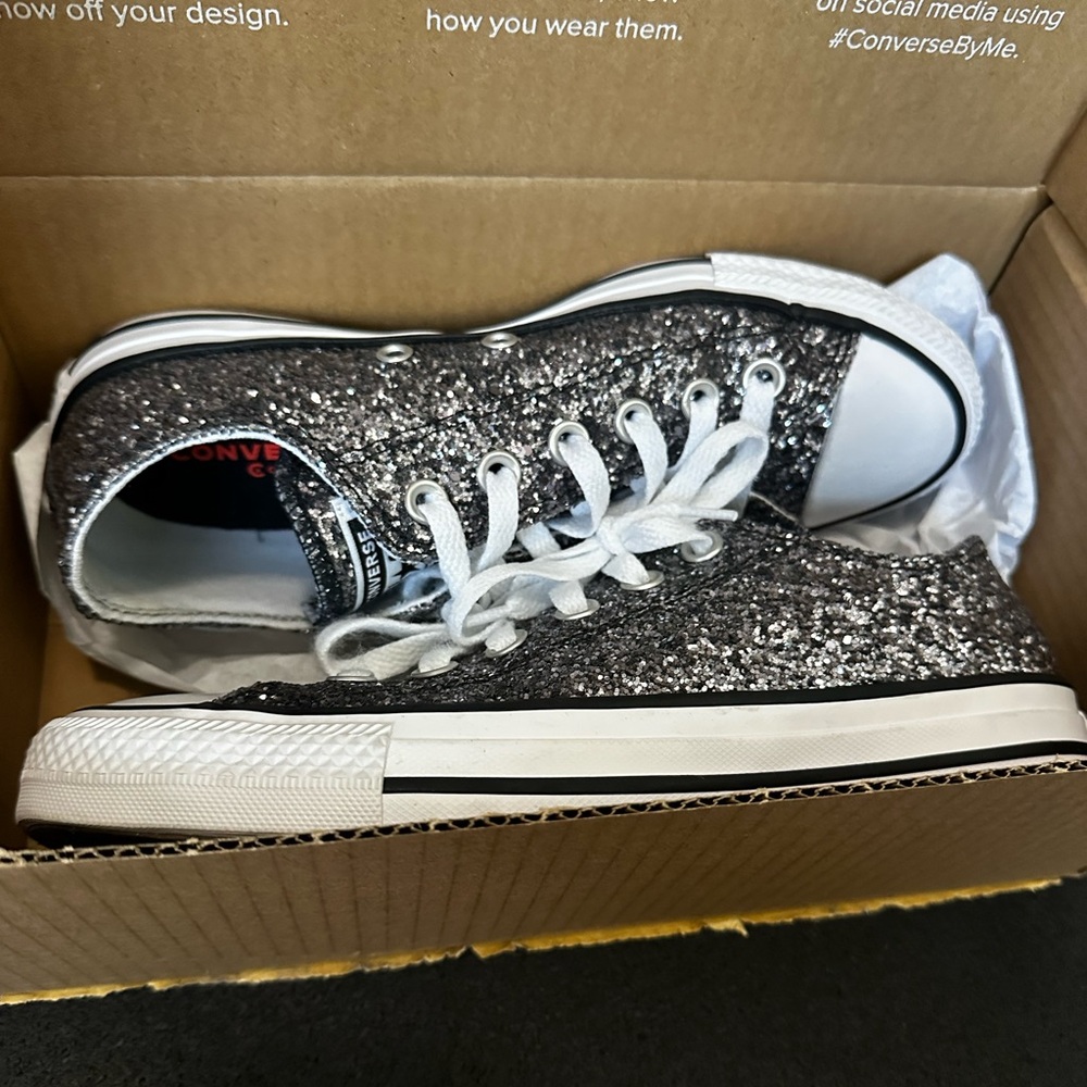 Converse Glitter Black and White Sneakers with Classic Canvas Style